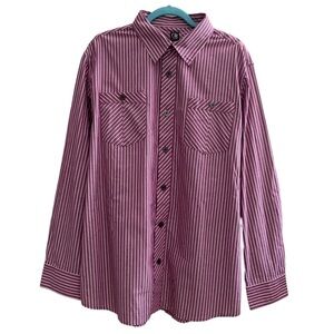 Nwt Cavi Burgundy Striped Button Down Western Shirt